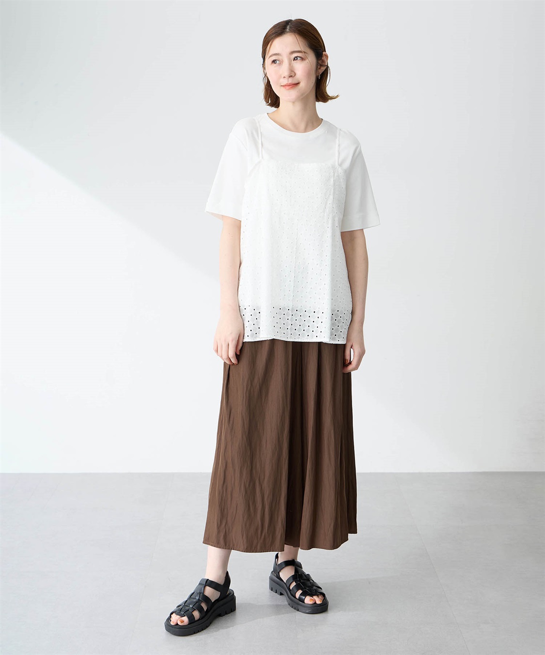 Petit Honfleur キャミ&Tシャツアンサンブル【オーガニックコットンブレンド・接触冷感・UVカット】_sub_7