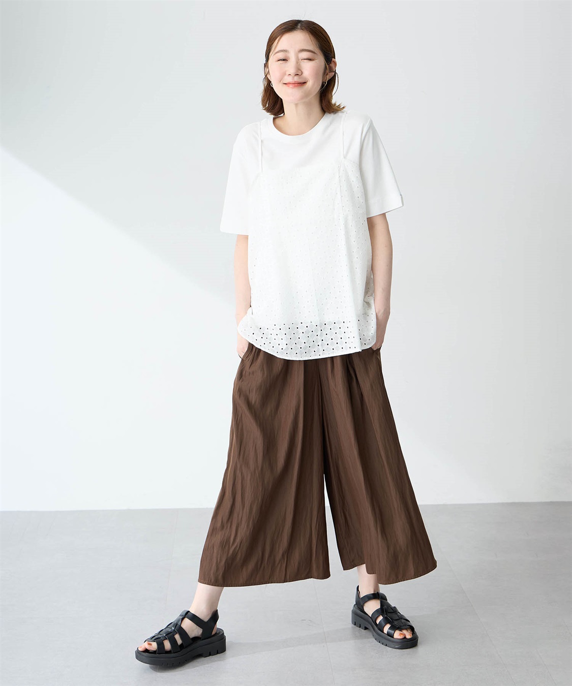 Petit Honfleur キャミ&Tシャツアンサンブル【オーガニックコットンブレンド・接触冷感・UVカット】_sub_8