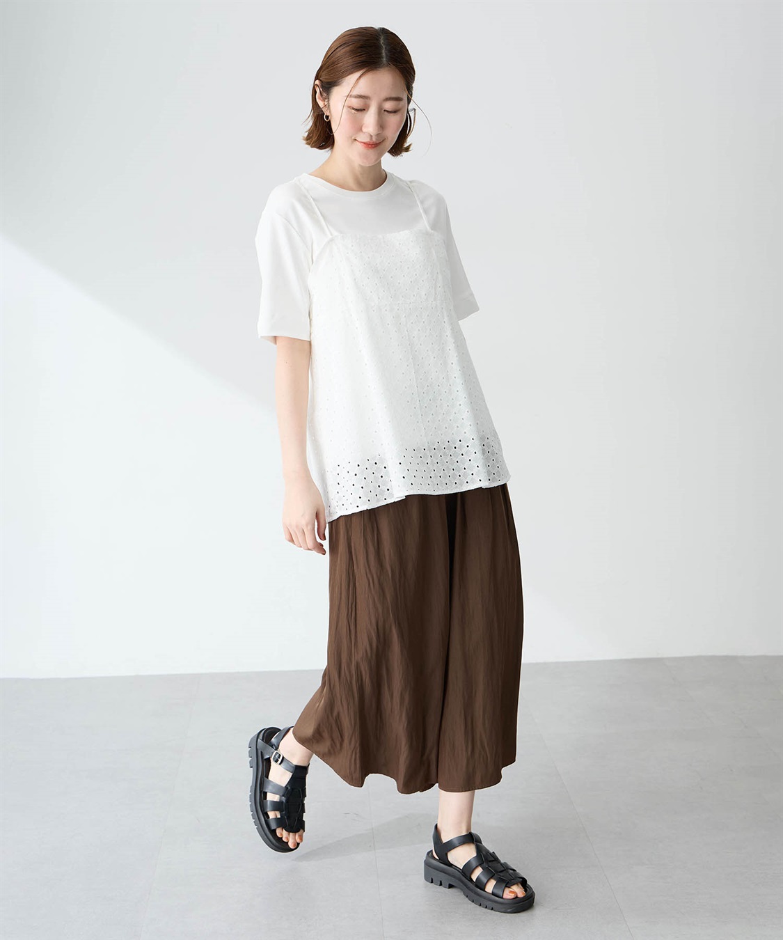 Petit Honfleur キャミ&Tシャツアンサンブル【オーガニックコットンブレンド・接触冷感・UVカット】_sub_9