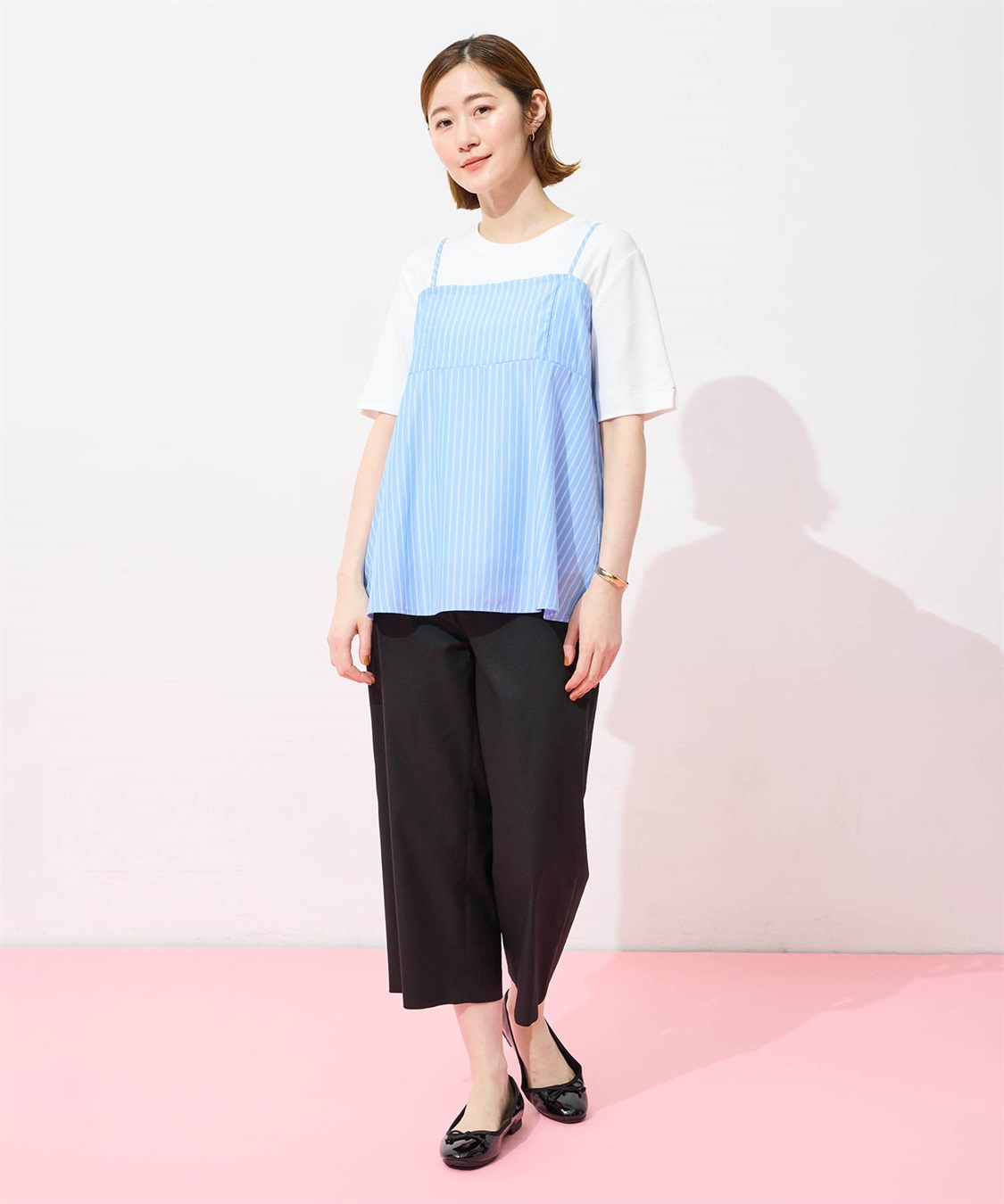 Petit Honfleur キャミ&Tシャツアンサンブル【オーガニックコットンブレンド・接触冷感・UVカット】_sub_10