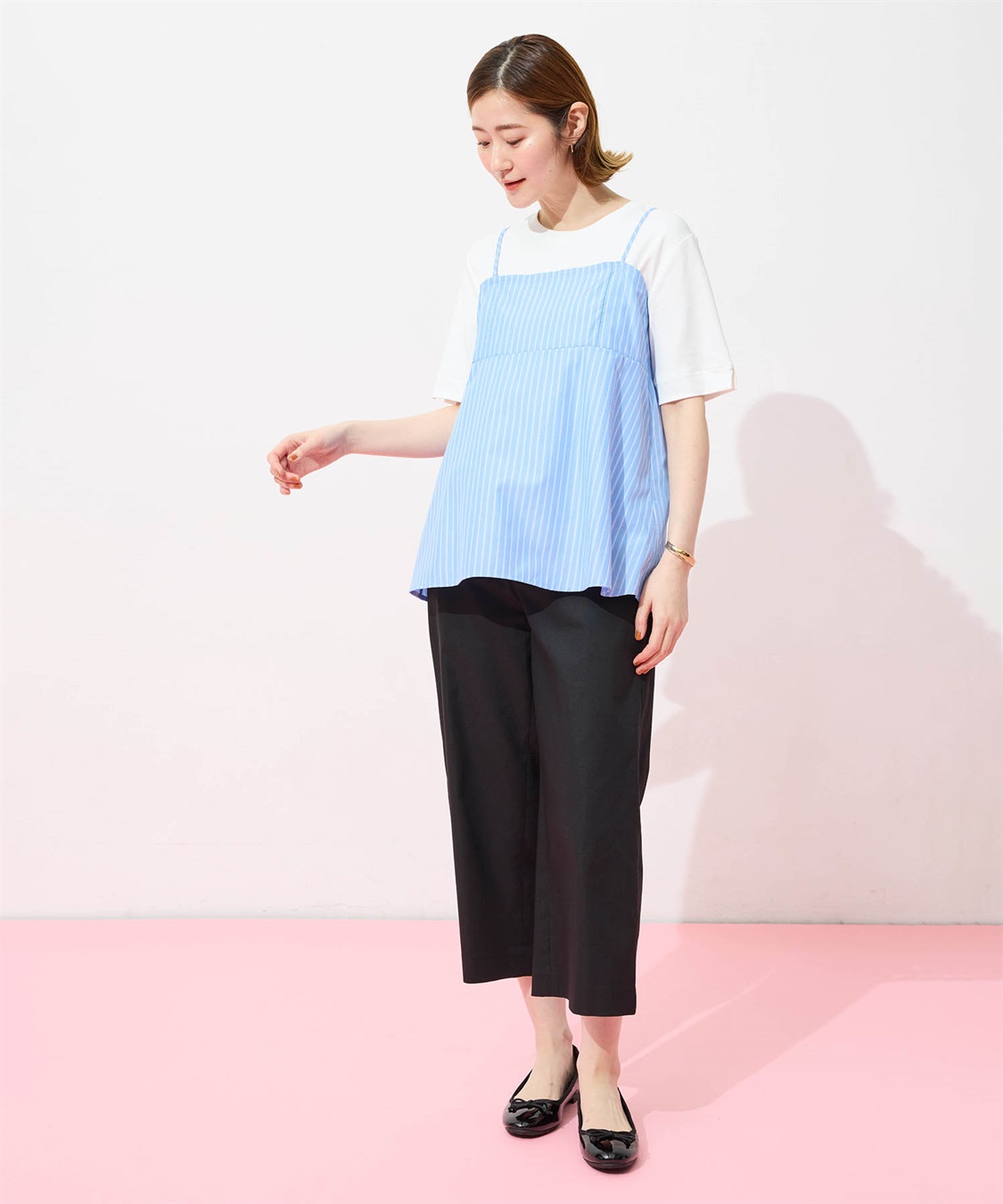 Petit Honfleur キャミ&Tシャツアンサンブル【オーガニックコットンブレンド・接触冷感・UVカット】_sub_11