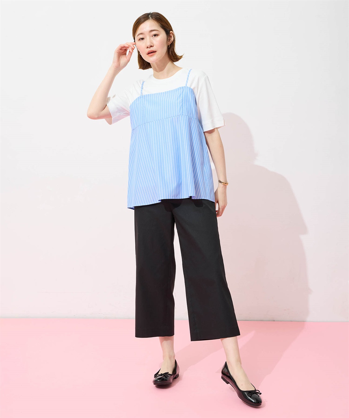 Petit Honfleur キャミ&Tシャツアンサンブル【オーガニックコットンブレンド・接触冷感・UVカット】_sub_16
