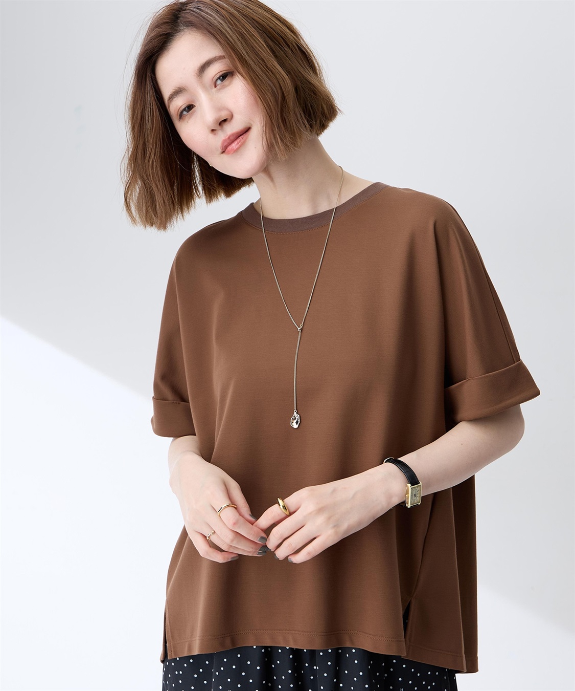 Petit Honfleur バックタックワイドTシャツ【接触冷感・UVカット・透けにくい】_sub_9