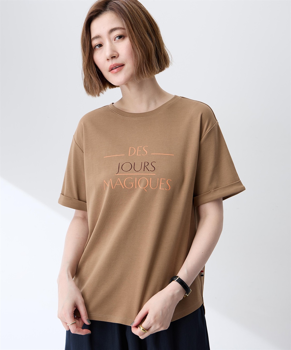 Petit Honfleur ロゴプリントTシャツ【接触冷感・UVカット・オーガニックコットンブレンド】_sub_5