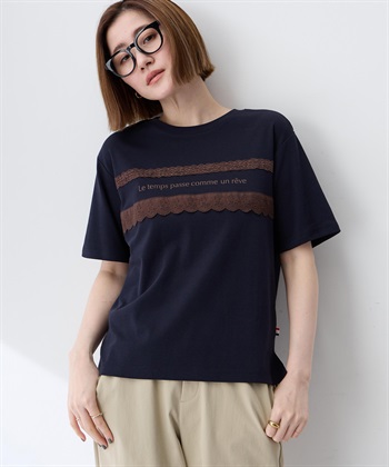 Petit Honfleur レースロゴプリントTシャツ【接触冷感・UVカット・オーガニックコットンブレンド】_subthumb_6