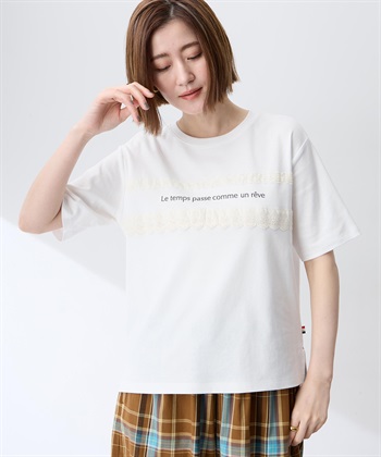 Petit Honfleur レースロゴプリントTシャツ【接触冷感・UVカット・オーガニックコットンブレンド】_subthumb_7