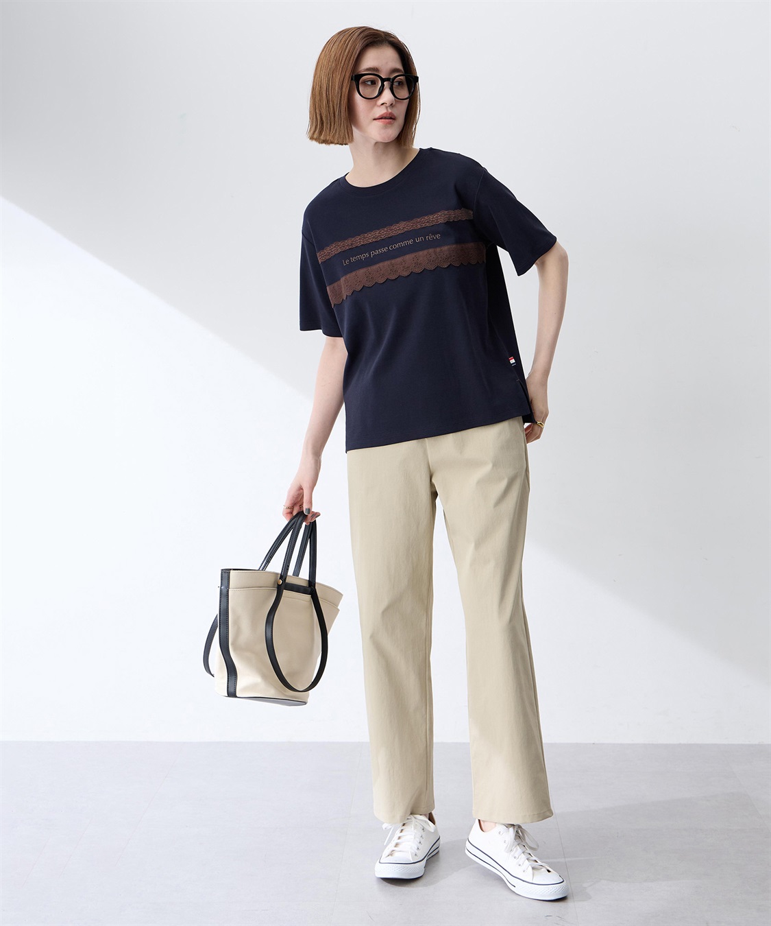 Petit Honfleur レースロゴプリントTシャツ【接触冷感・UVカット・オーガニックコットンブレンド】_sub_11