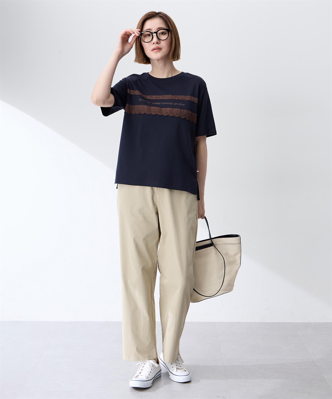 Petit Honfleur レースロゴプリントTシャツ【接触冷感・UVカット・オーガニックコットンブレンド】_sub_12