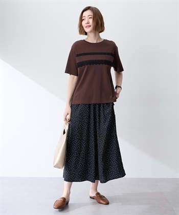 Petit Honfleur レースロゴプリントTシャツ【接触冷感・UVカット・オーガニックコットンブレンド】_subthumb_13