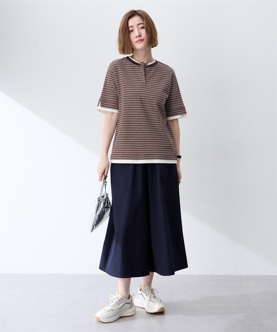 Petit Honfleur レイヤード風ヘンリーネックボーダーTシャツ_sub_6