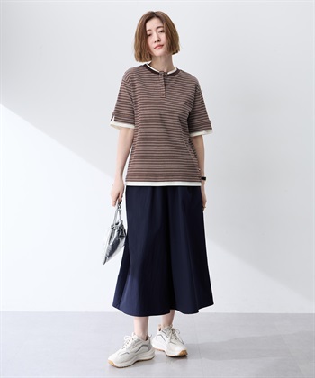 Petit Honfleur レイヤード風ヘンリーネックボーダーTシャツ_subthumb_6