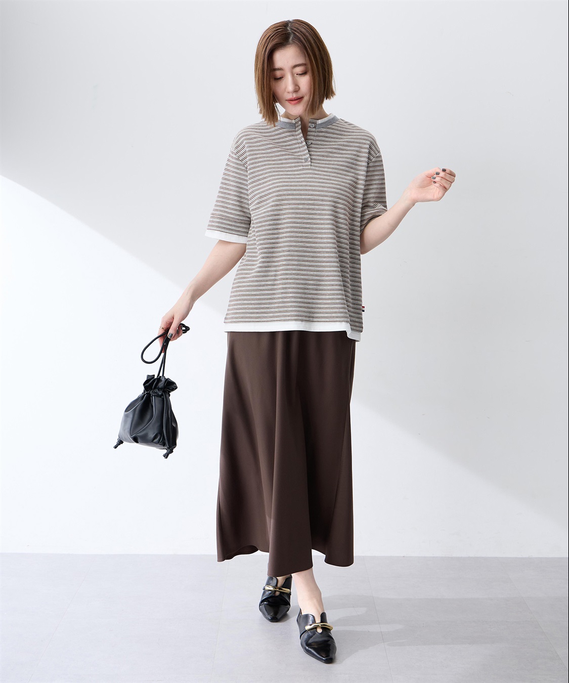 Petit Honfleur レイヤード風ヘンリーネックボーダーTシャツ_sub_7
