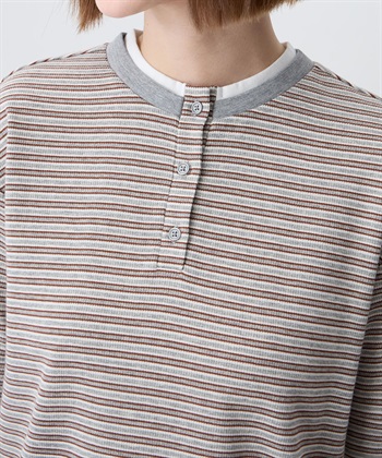 Petit Honfleur レイヤード風ヘンリーネックボーダーTシャツ_subthumb_9