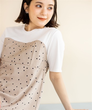 Petit Honfleur ビスチェレイヤード風Tシャツ【接触冷感・UVカット・オーガニックコットンブレンド】_subthumb_2