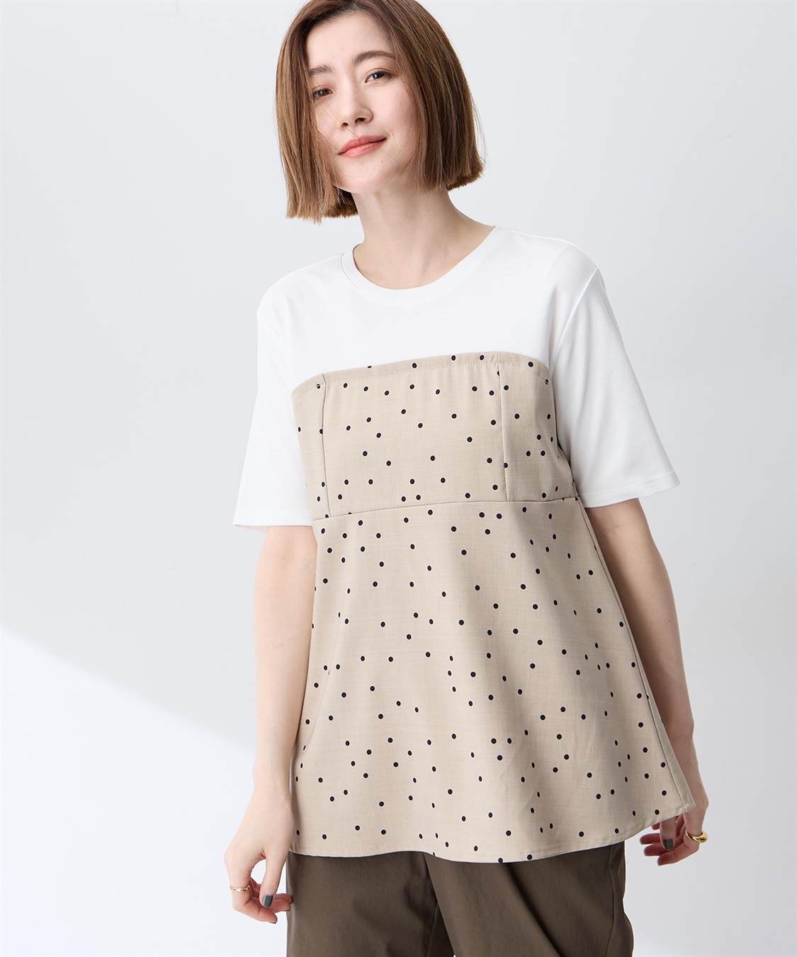 Petit Honfleur ビスチェレイヤード風Tシャツ【接触冷感・UVカット・オーガニックコットンブレンド】_sub_4