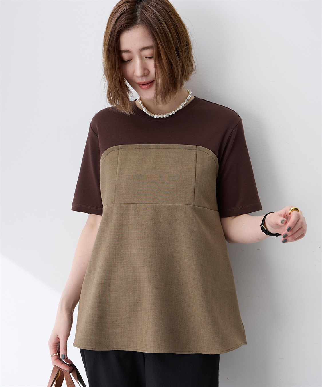 Petit Honfleur ビスチェレイヤード風Tシャツ【接触冷感・UVカット・オーガニックコットンブレンド】_sub_7
