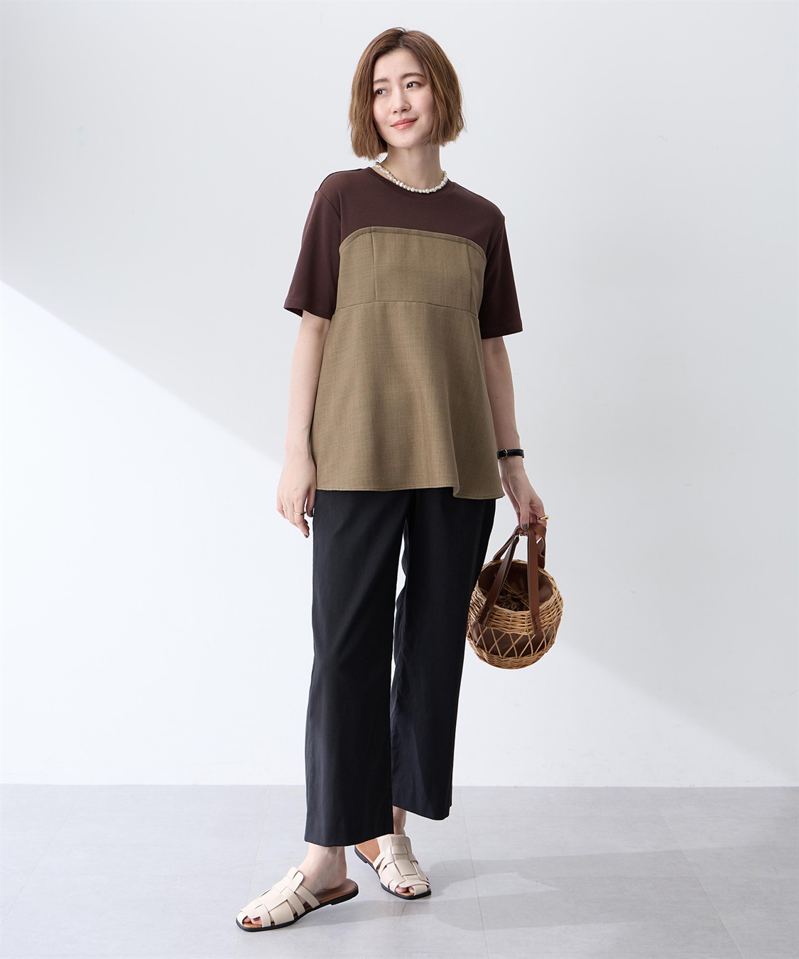 Petit Honfleur ビスチェレイヤード風Tシャツ【接触冷感・UVカット・オーガニックコットンブレンド】_sub_10