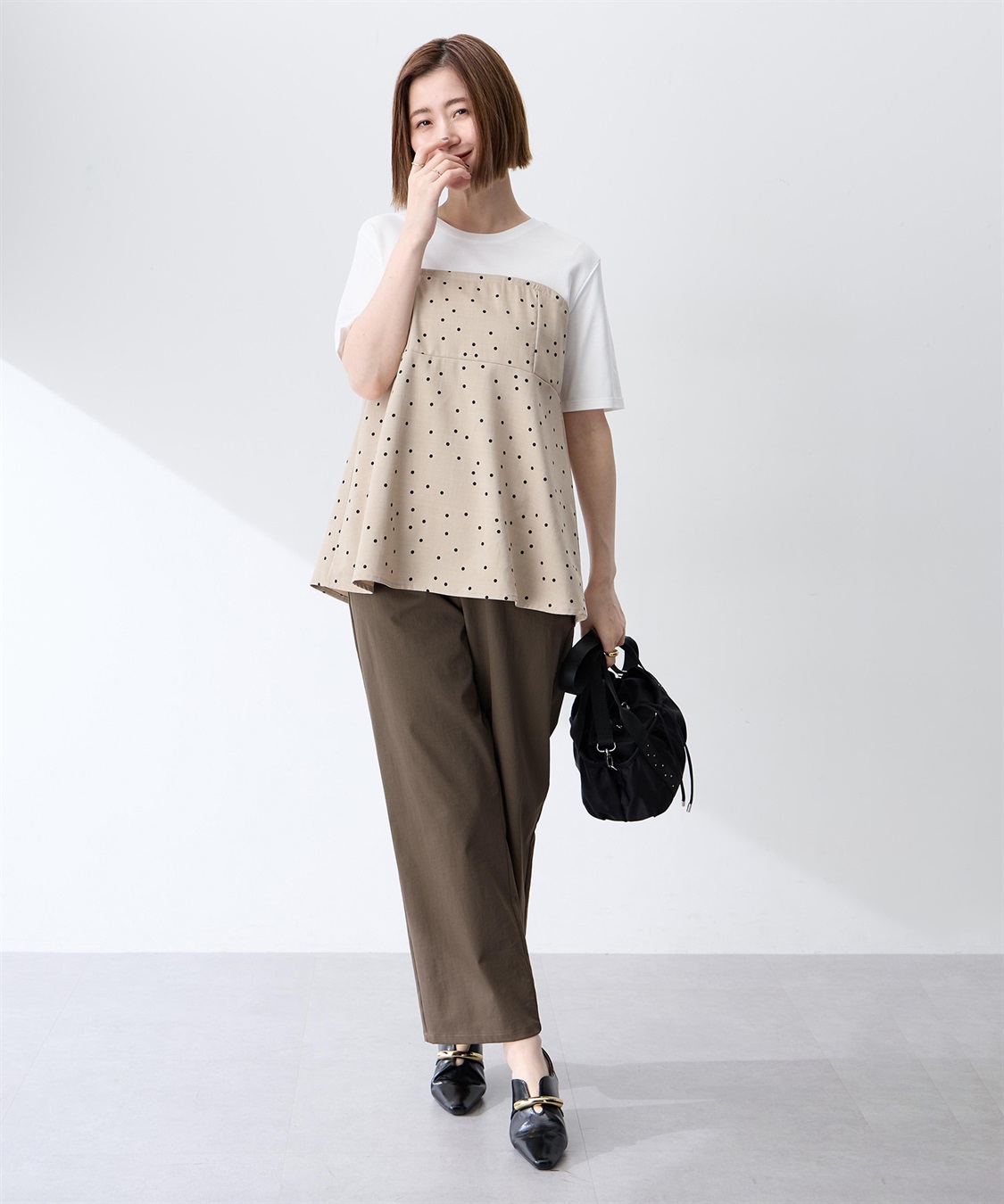 Petit Honfleur ビスチェレイヤード風Tシャツ【接触冷感・UVカット・オーガニックコットンブレンド】_sub_12