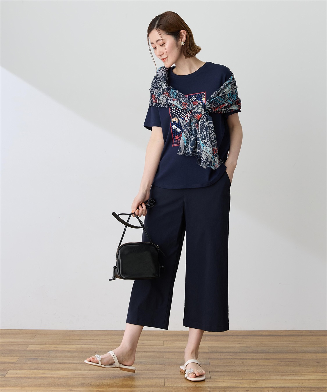 Petit Honfleur 【すご楽シリーズ】リネンミックスストレッチセミワイドパンツ【接触冷感・後ろウエストゴム】_sub_9