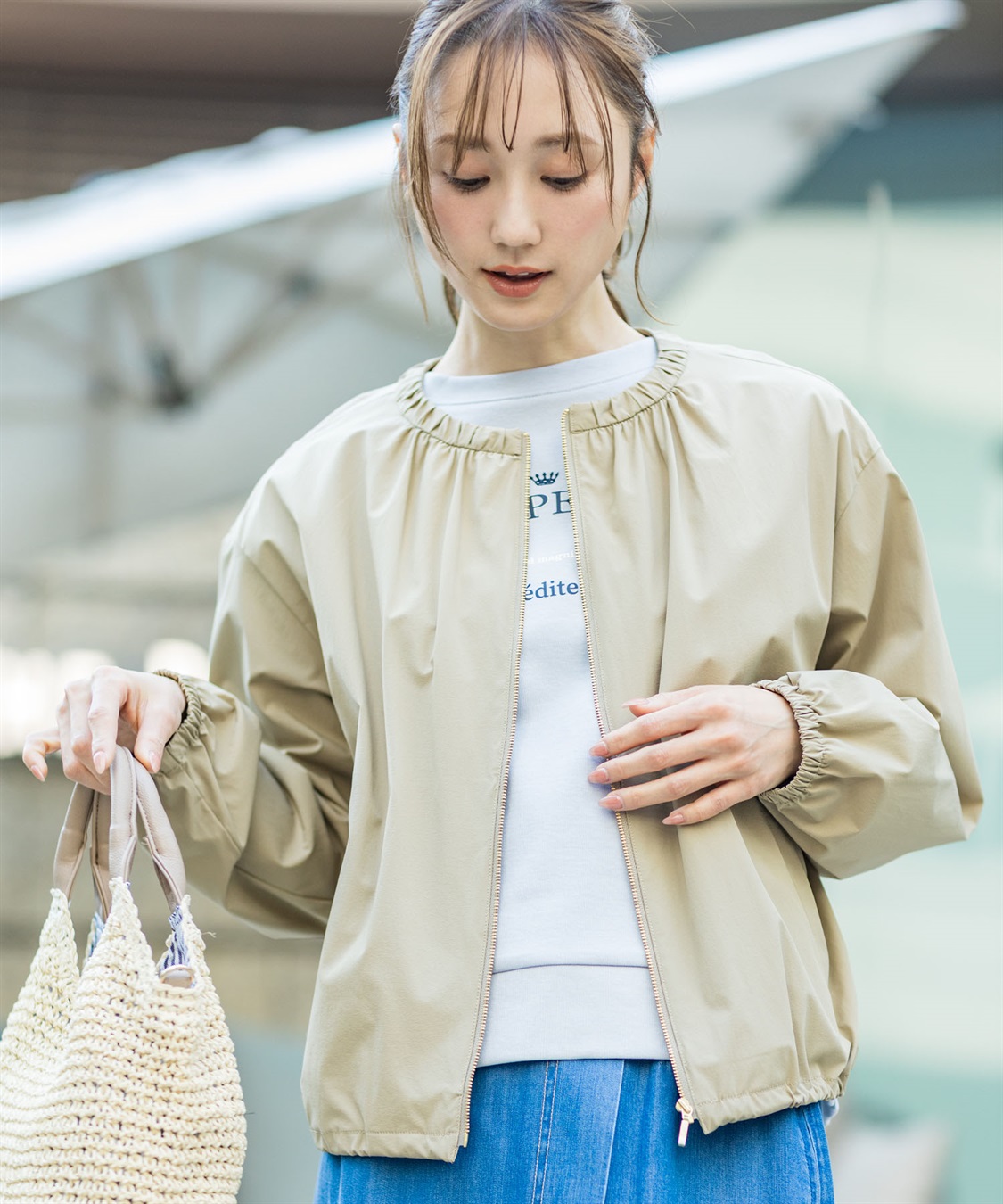 Petit Honfleur ギャザーショートブルゾン【はっ水】_sub_4