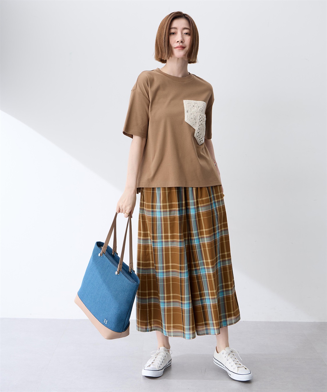 Petit Honfleur フェイクレザー&デニムトートバッグ【A4収納可能】_sub_3
