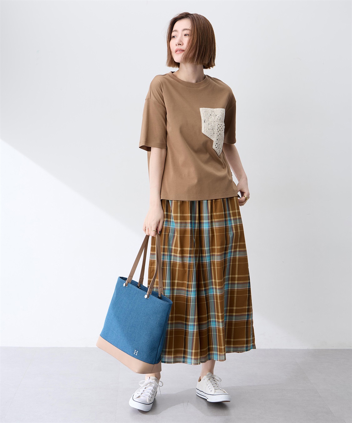 Petit Honfleur フェイクレザー&デニムトートバッグ【A4収納可能】_sub_4