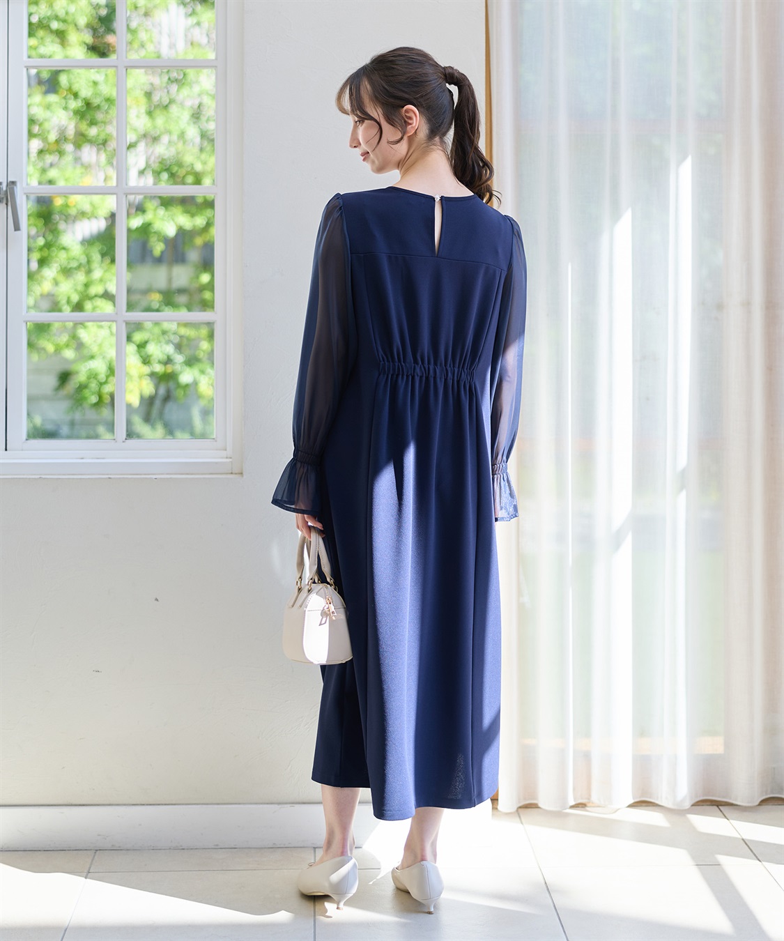 Rosemadame シフォンスリーブ ストレッチジョーゼットワンピース（マタニティ/授乳服）授乳口付き 授乳楽々 妊婦服 産前・産後対応_sub_14