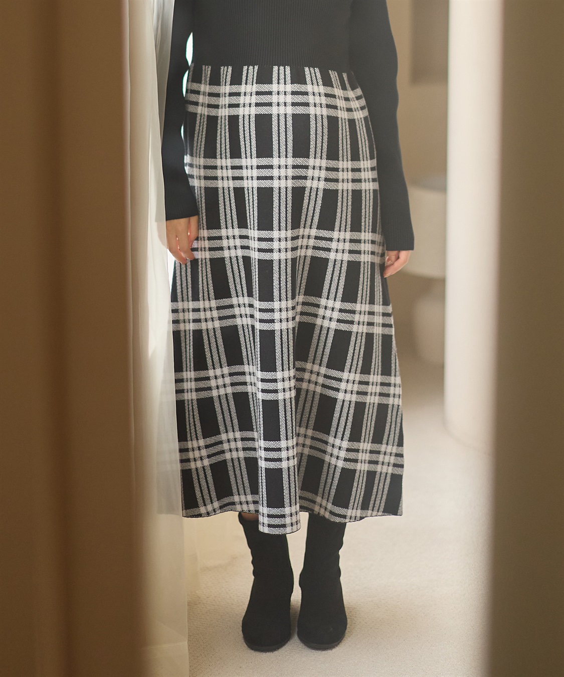 Rosemadame チェック柄切替ニットワンピース(マタニティ&授乳服）授乳口付き 授乳楽々 妊婦服 産前・産後対応_sub_14