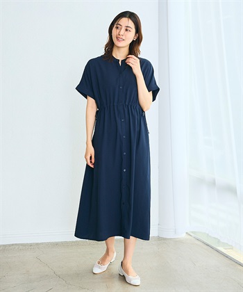 Rosemadame 麻調合繊スキッパ― ドロストシャツワンピース（マタニティ/授乳服）授乳口付き 授乳楽々 妊婦服 産前・産後対応_subthumb_4