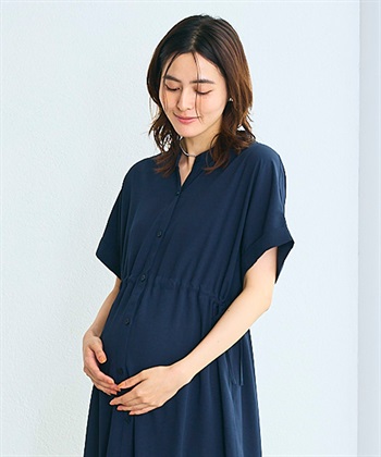 Rosemadame 麻調合繊スキッパ― ドロストシャツワンピース（マタニティ/授乳服）授乳口付き 授乳楽々 妊婦服 産前・産後対応_subthumb_8