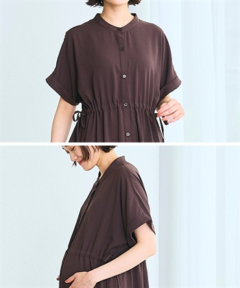 Rosemadame 麻調合繊スキッパ― ドロストシャツワンピース（マタニティ/授乳服）授乳口付き 授乳楽々 妊婦服 産前・産後対応_subthumb_13