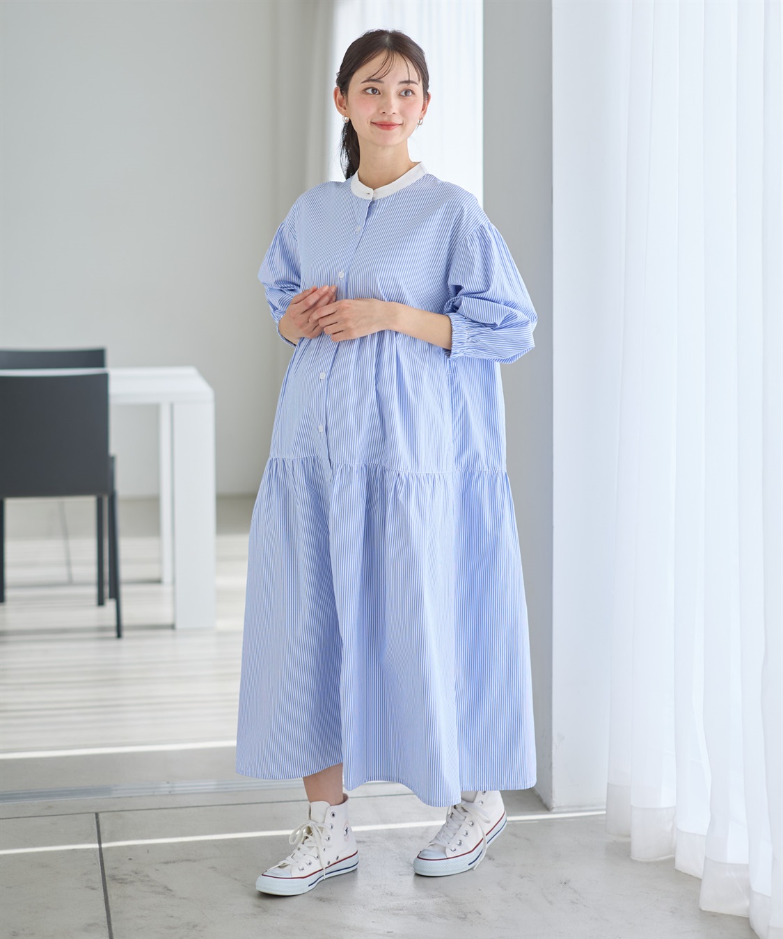 Rosemadame ストライプティアードワンピース（マタニティ/授乳服）授乳口付き 授乳楽々 妊婦服 産前・産後対応_sub_16