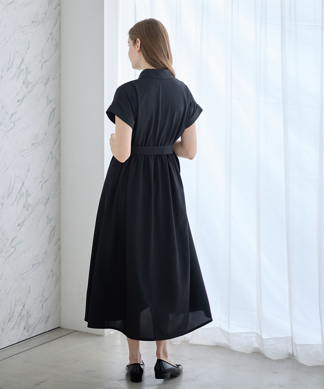 Rosemadame 【汗染み防止・UVカット】フレンチスリーブ スキッパ―シャツ マタニティワンピース(マタニティ&授乳服）授乳口付き 授乳楽々 妊婦服 産前・産後対応_sub_4