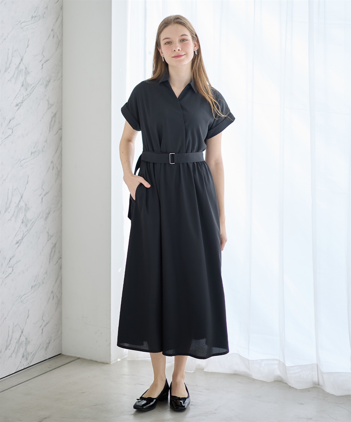 Rosemadame 【汗染み防止・UVカット】フレンチスリーブ スキッパ―シャツ マタニティワンピース(マタニティ&授乳服）授乳口付き 授乳楽々 妊婦服 産前・産後対応_sub_5