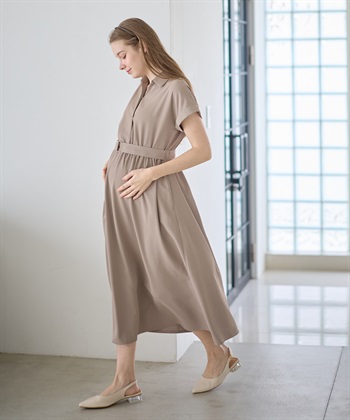Rosemadame 【汗染み防止・UVカット】フレンチスリーブ スキッパ―シャツ マタニティワンピース(マタニティ&授乳服）授乳口付き 授乳楽々 妊婦服 産前・産後対応_subthumb_6