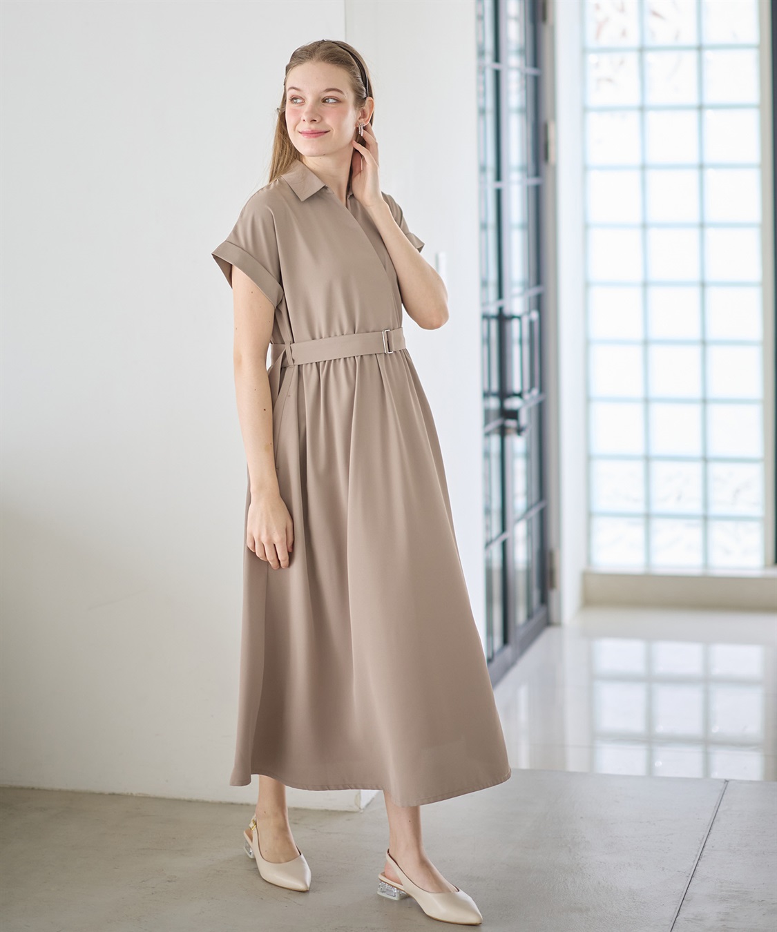 Rosemadame 【汗染み防止・UVカット】フレンチスリーブ スキッパ―シャツ マタニティワンピース(マタニティ&授乳服）授乳口付き 授乳楽々 妊婦服 産前・産後対応_sub_7