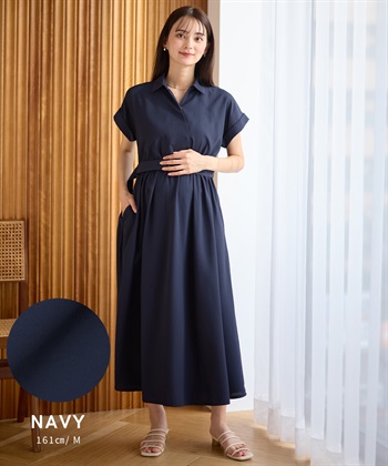Rosemadame 【汗染み防止・UVカット】フレンチスリーブ スキッパ―シャツ マタニティワンピース(マタニティ&授乳服）授乳口付き 授乳楽々 妊婦服 産前・産後対応_subthumb_16