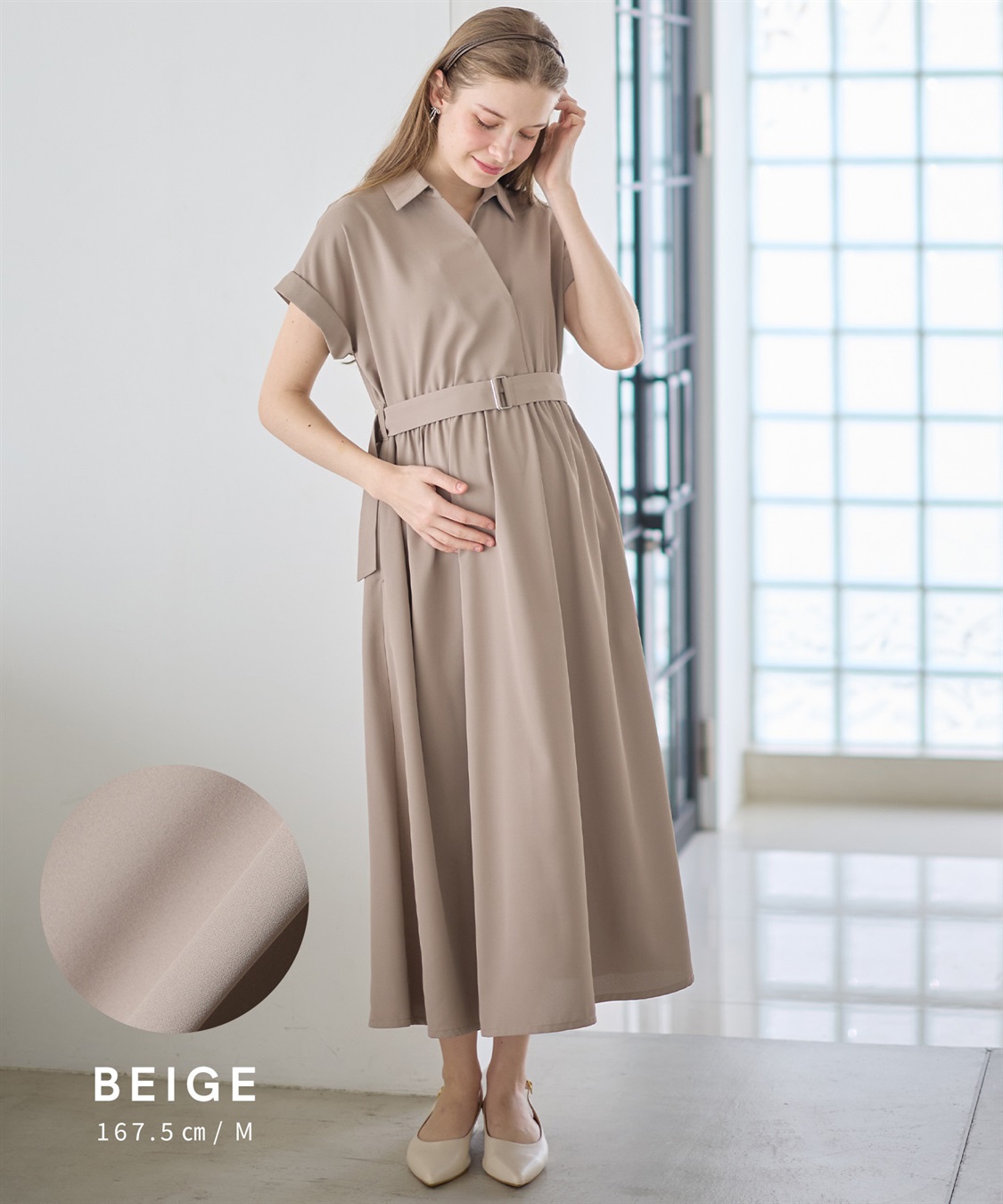 Rosemadame 【汗染み防止・UVカット】フレンチスリーブ スキッパ―シャツ マタニティワンピース(マタニティ&授乳服）授乳口付き 授乳楽々 妊婦服 産前・産後対応_sub_17