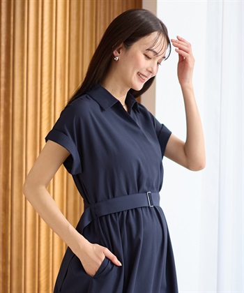 Rosemadame 【汗染み防止・UVカット】フレンチスリーブ スキッパ―シャツ マタニティワンピース(マタニティ&授乳服）授乳口付き 授乳楽々 妊婦服 産前・産後対応_subthumb_20