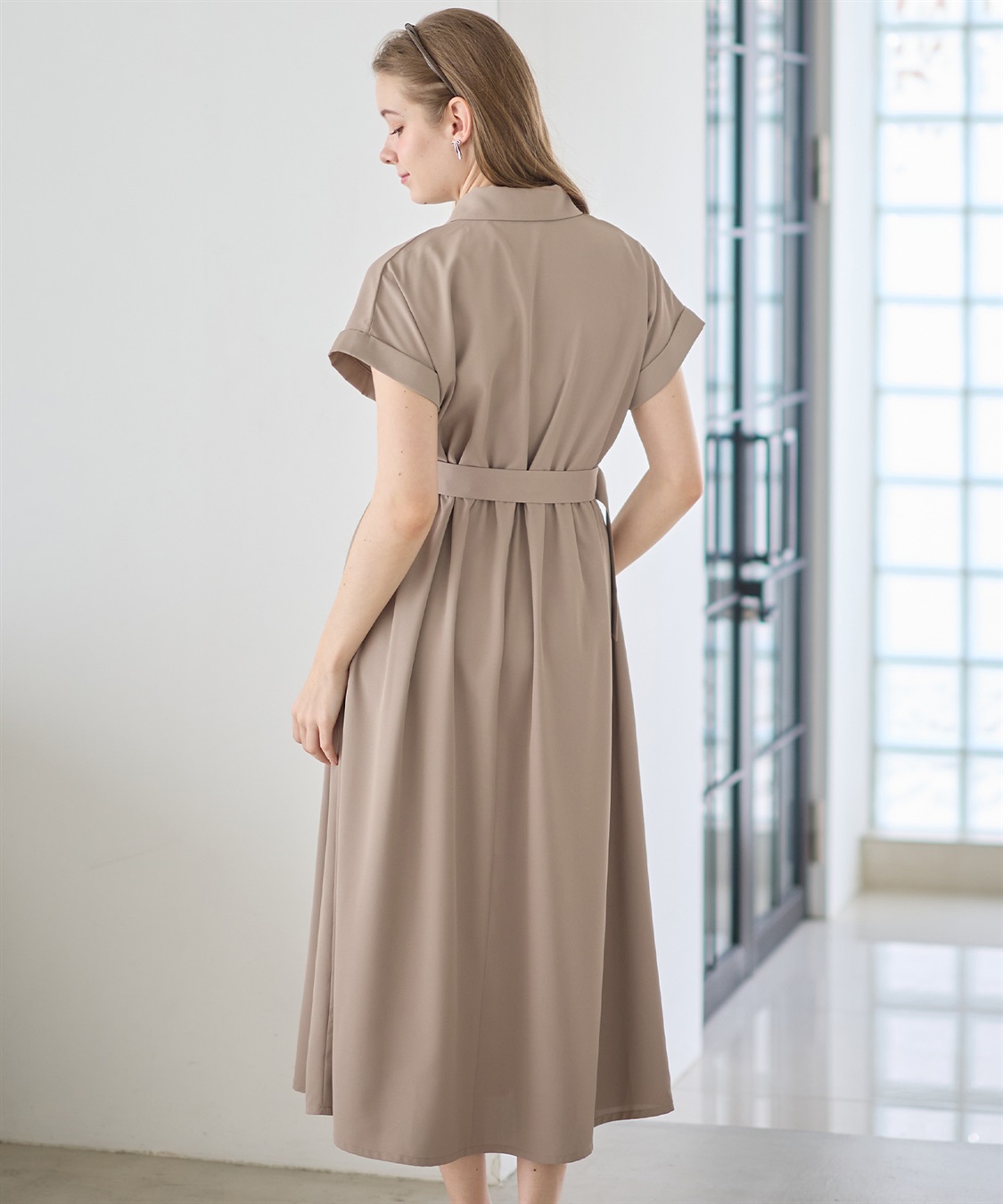 Rosemadame 【汗染み防止・UVカット】フレンチスリーブ スキッパ―シャツ マタニティワンピース(マタニティ&授乳服）授乳口付き 授乳楽々 妊婦服 産前・産後対応_sub_24
