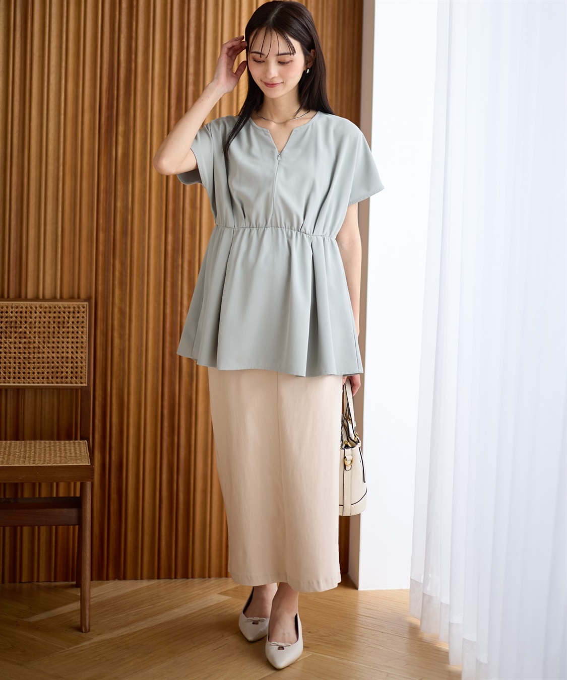 Rosemadame 【 汗染み防止・UVカット】ウエストタック ペプラムブラウス(マタニティ&授乳服）授乳口付き 授乳楽々 妊婦服 産前・産後対応_sub_9