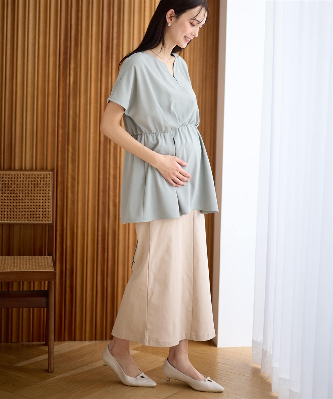 Rosemadame 【 汗染み防止・UVカット】ウエストタック ペプラムブラウス(マタニティ&授乳服）授乳口付き 授乳楽々 妊婦服 産前・産後対応_sub_10