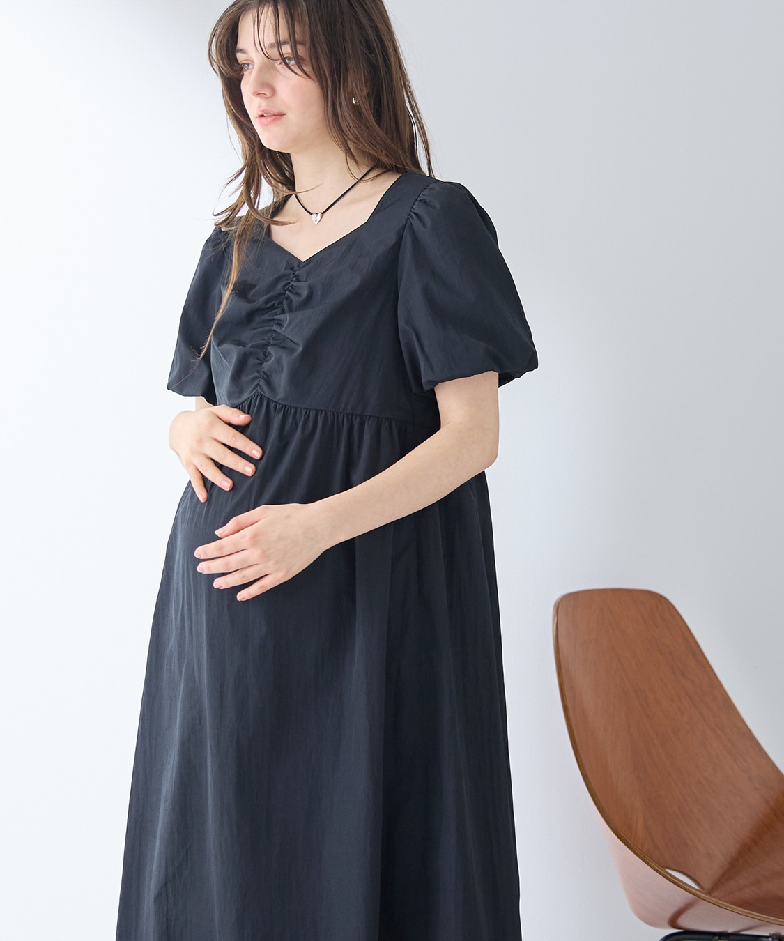 Rosemadame 	【UVカット】バルーン袖 ギャザーワンピース｜マタニティ 授乳対応 サイドファスナー 産前産後対応_sub_2