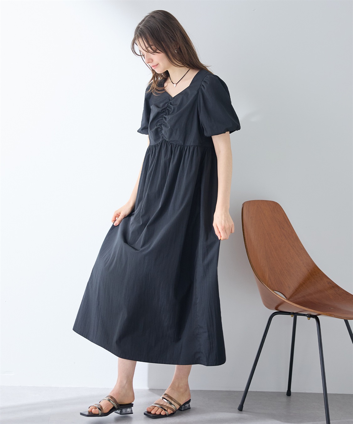 Rosemadame 	【UVカット】バルーン袖 ギャザーワンピース｜マタニティ 授乳対応 サイドファスナー 産前産後対応_sub_3