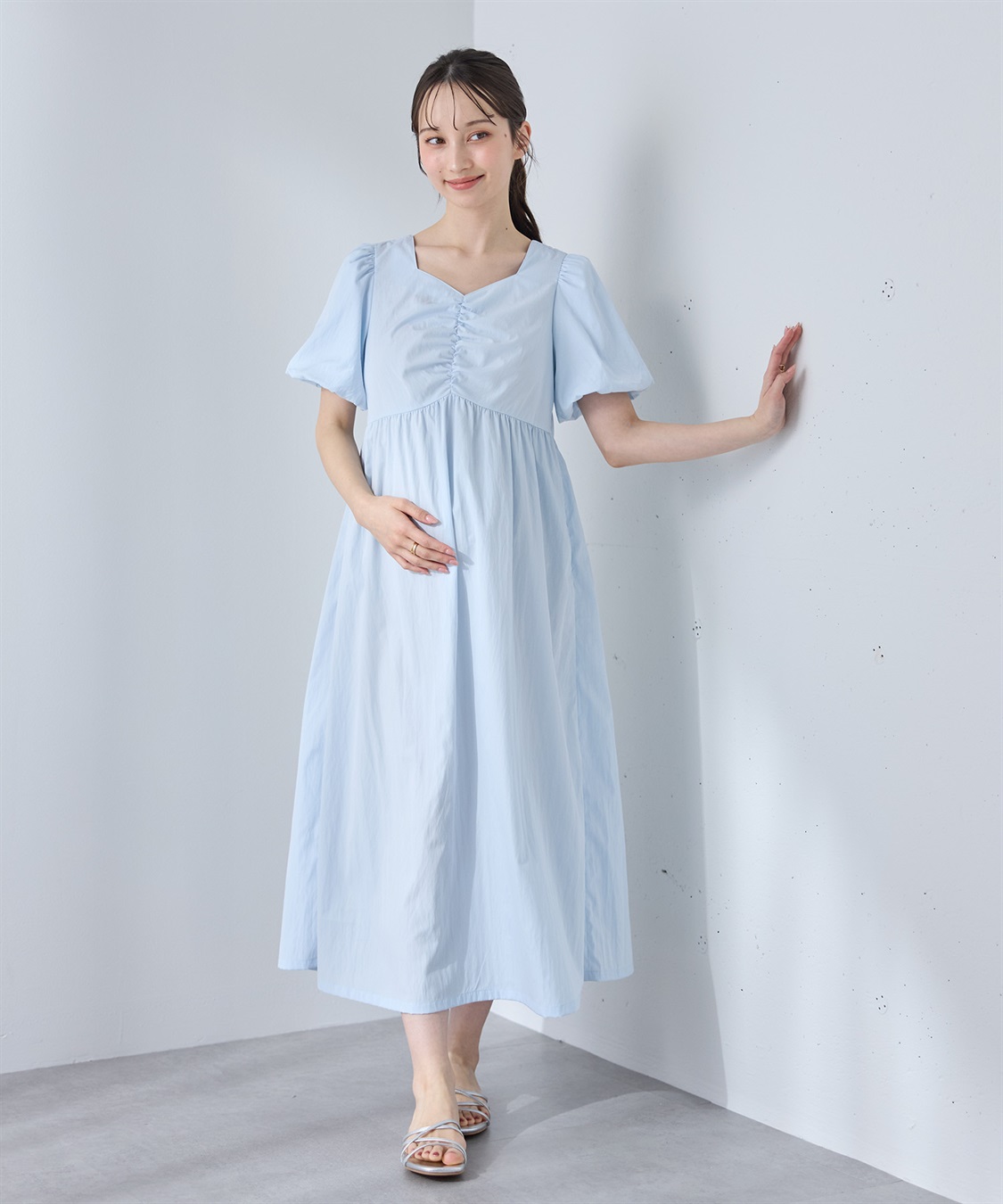 Rosemadame 	【UVカット】バルーン袖 ギャザーワンピース｜マタニティ 授乳対応 サイドファスナー 産前産後対応_sub_5
