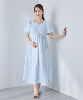 Rosemadame 	【UVカット】バルーン袖 ギャザーワンピース｜マタニティ 授乳対応 サイドファスナー 産前産後対応_subthumb_5