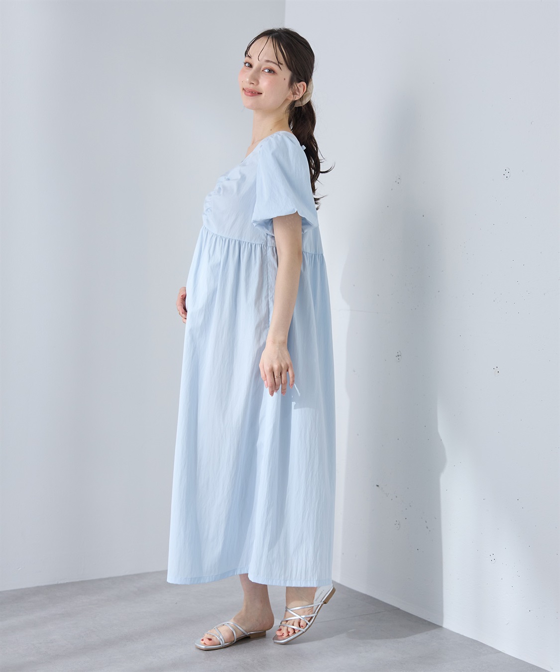 Rosemadame 	【UVカット】バルーン袖 ギャザーワンピース｜マタニティ 授乳対応 サイドファスナー 産前産後対応_sub_7