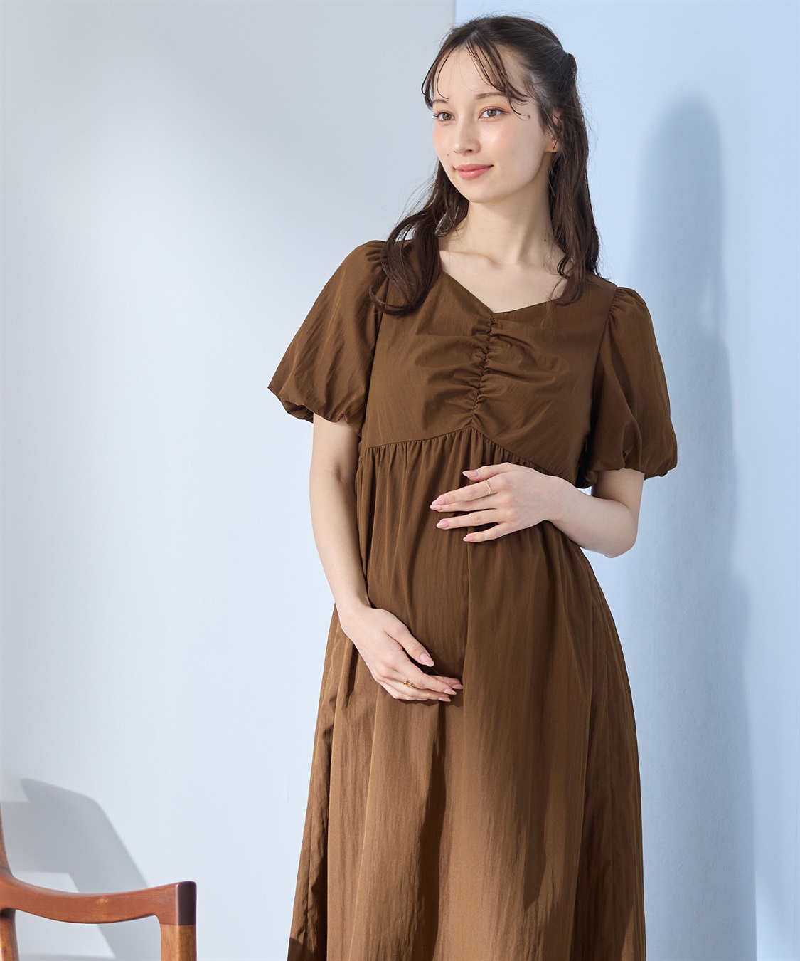 Rosemadame 	【UVカット】バルーン袖 ギャザーワンピース｜マタニティ 授乳対応 サイドファスナー 産前産後対応_sub_8