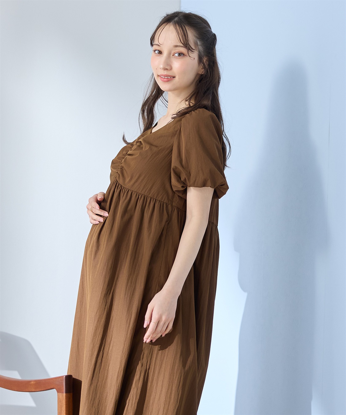 Rosemadame 	【UVカット】バルーン袖 ギャザーワンピース｜マタニティ 授乳対応 サイドファスナー 産前産後対応_sub_9
