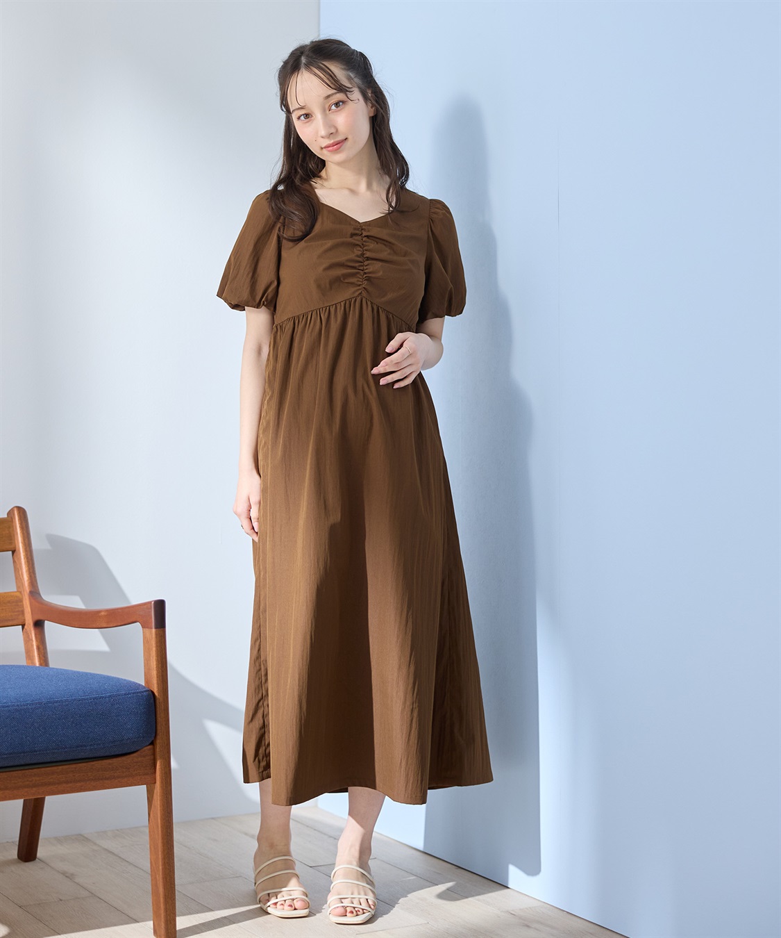 Rosemadame 	【UVカット】バルーン袖 ギャザーワンピース｜マタニティ 授乳対応 サイドファスナー 産前産後対応_sub_10